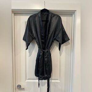 Black Satin Kimono Robe